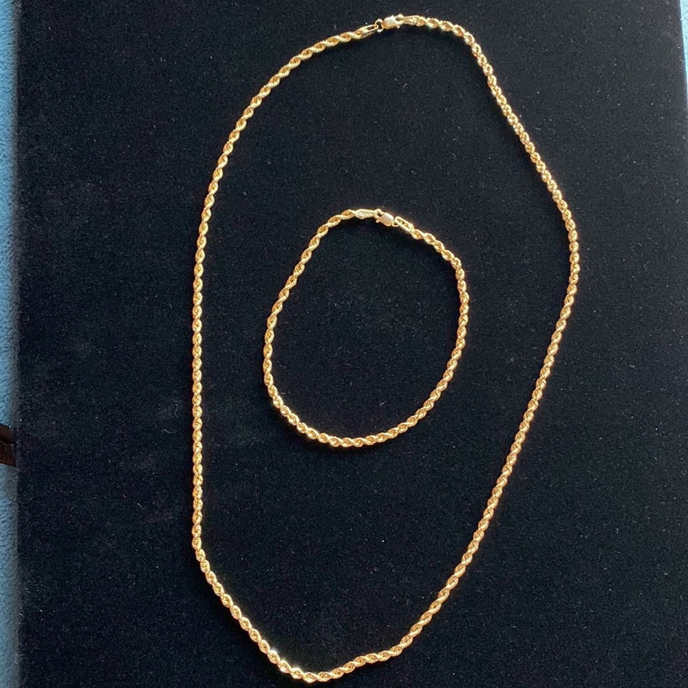 🆕10K Gold Designer Rope Chain Bracelet Set - Picture 3 of 12
